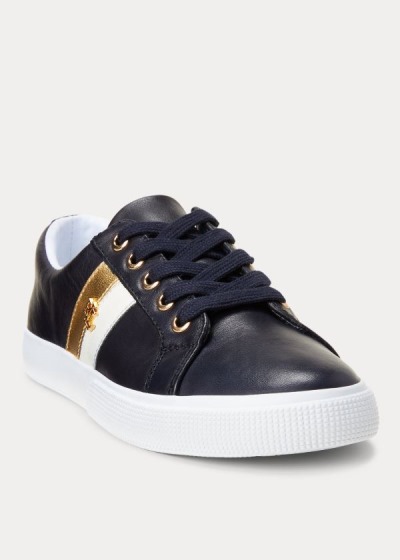 Zapatillas Ralph Lauren Mujer Azul Marino / Blancos - Janson II Leather - MWQEG0147